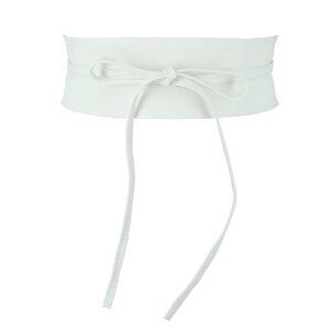 7763 Obi Belt For Women – Wide Waist Belt In Faux Leather, Mica - White, S-m